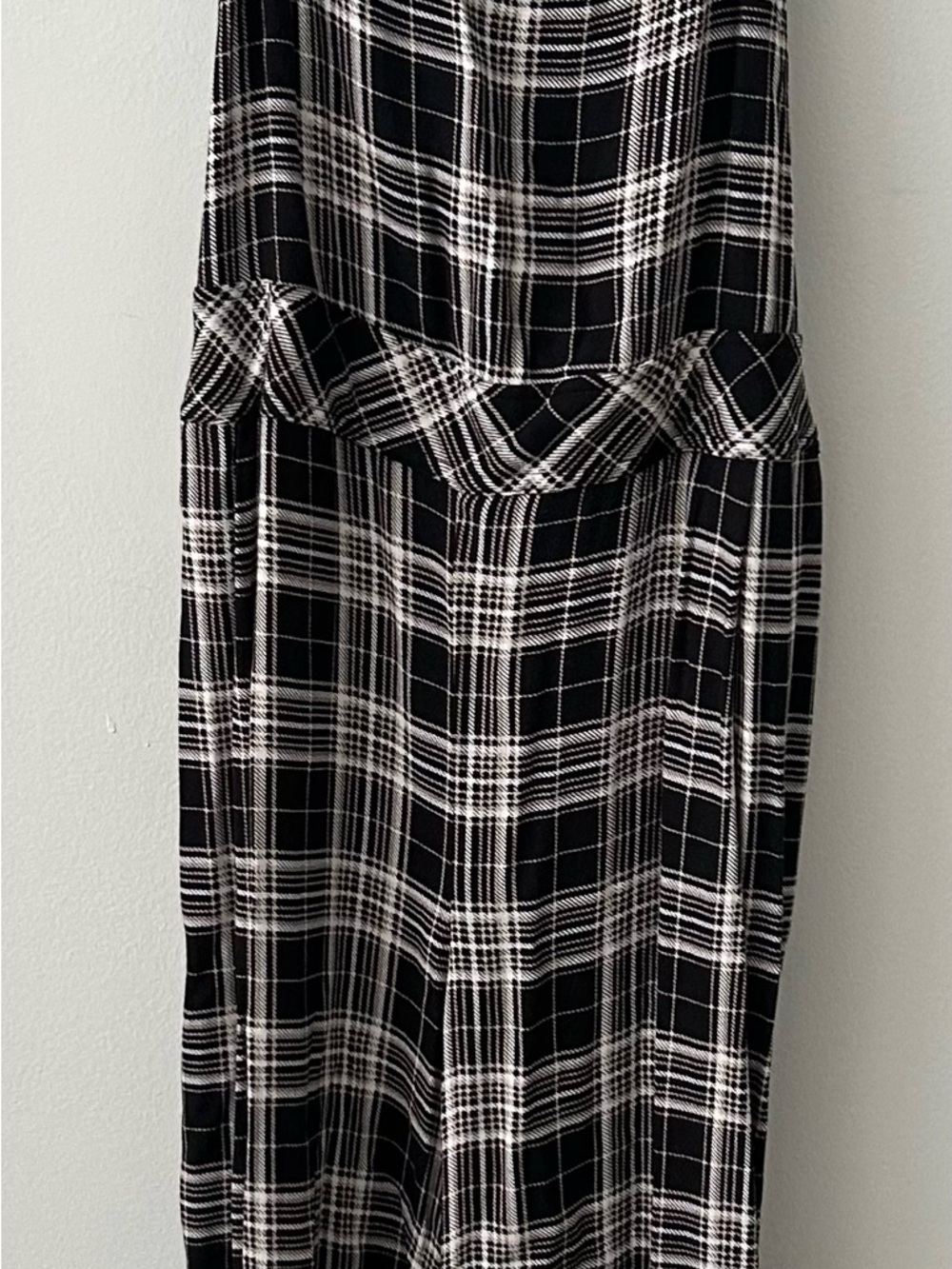 Black tan and White Plaid overalls